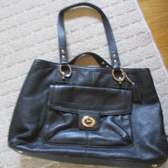 Coach  Black pebbled satchel 2 handle Leather Handbag purse - Picture 5 of 11